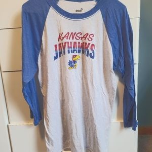 Kansas Jayhawks Size L 3/4 sleeve top